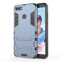 Armor Premium Tactical Grip Kickstand Shockproof Dual Layer Rugged Hard Cover for Huawei Y9 (2018) - Navy
