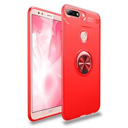 Auto Focus Invisible Ring Holder Soft Phone Case for Huawei Y9 (2018) - Red