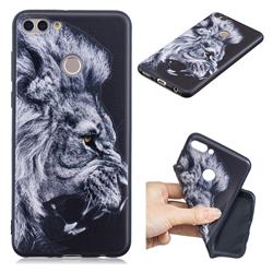 Lion 3D Embossed Relief Black TPU Cell Phone Back Cover for Huawei Y9 (2018)