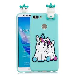 Couple Unicorn Soft 3D Climbing Doll Soft Case for Huawei Y9 (2018)