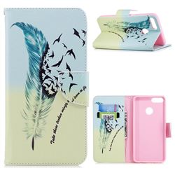 Feather Bird Leather Wallet Case for Huawei Y9 (2018)