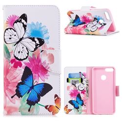 Vivid Flying Butterflies Leather Wallet Case for Huawei Y9 (2018)