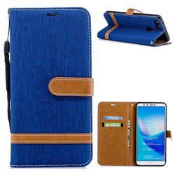 Jeans Cowboy Denim Leather Wallet Case for Huawei Y9 (2018) - Sapphire