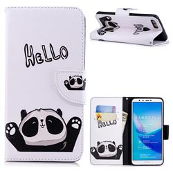 Hello Panda Leather Wallet Case for Huawei Y9 (2018)