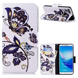 Butterflies and Flowers Leather Wallet Case for Huawei Y9 (2018)