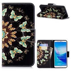Circle Butterflies Leather Wallet Case for Huawei Y9 (2018)