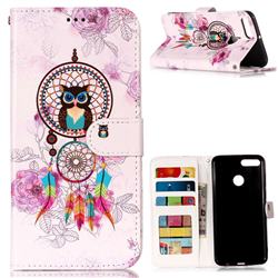 Wind Chimes Owl 3D Relief Oil PU Leather Wallet Case for Huawei Y9 (2018)
