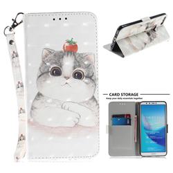 Cute Tomato Cat 3D Painted Leather Wallet Phone Case for Huawei Y9 (2018)