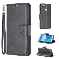Classic Sheepskin PU Leather Phone Wallet Case for Huawei Y9 (2018) - Black