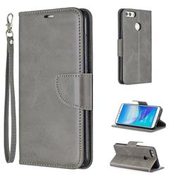 Classic Sheepskin PU Leather Phone Wallet Case for Huawei Y9 (2018) - Gray
