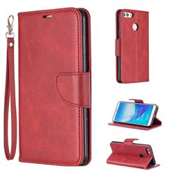 Classic Sheepskin PU Leather Phone Wallet Case for Huawei Y9 (2018) - Red