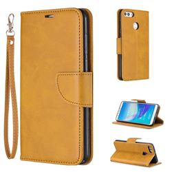Classic Sheepskin PU Leather Phone Wallet Case for Huawei Y9 (2018) - Yellow