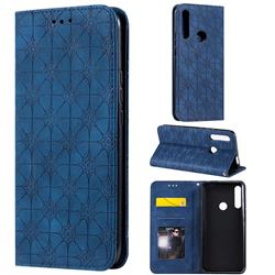 Intricate Embossing Four Leaf Clover Leather Wallet Case for Huawei Y9 Prime (2019) - Dark Blue