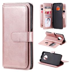 Multi-function Ten Card Slots and Photo Frame PU Leather Wallet Phone Case Cover for Huawei Y9a - Rose Gold