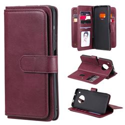 Multi-function Ten Card Slots and Photo Frame PU Leather Wallet Phone Case Cover for Huawei Y9a - Claret
