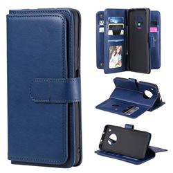 Multi-function Ten Card Slots and Photo Frame PU Leather Wallet Phone Case Cover for Huawei Y9a - Dark Blue