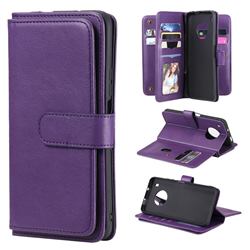 Multi-function Ten Card Slots and Photo Frame PU Leather Wallet Phone Case Cover for Huawei Y9a - Violet
