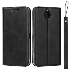 Calf Pattern Magnetic Automatic Suction Leather Wallet Case for Kyocera 705KC - Black