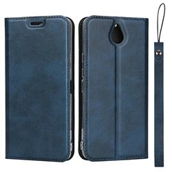 Calf Pattern Magnetic Automatic Suction Leather Wallet Case for Kyocera 705KC - Blue