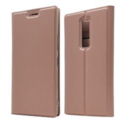 Ultra Slim Card Magnetic Automatic Suction Leather Wallet Case for Kyocera Urbano V04 - Rose Gold