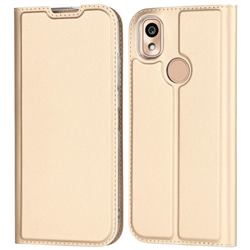 Ultra Slim Card Magnetic Automatic Suction Leather Wallet Case for Kyocera KY-51B - Champagne