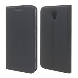 Ultra Slim Card Magnetic Automatic Suction Leather Wallet Case for Kyocera Digno BX 901KC - Star Grey