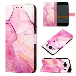Pink Purple Marble Leather Wallet Protective Case for Kyocera Qua phone QX KYV42