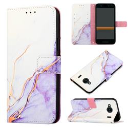 Purple White Marble Leather Wallet Protective Case for Kyocera Qua phone QX KYV42