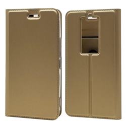 Ultra Slim Card Magnetic Automatic Suction Leather Wallet Case for Kyocera Basio3 KYV43 - Champagne