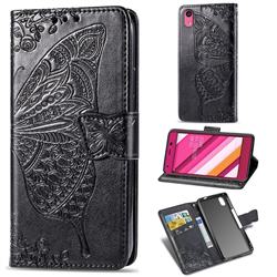 Embossing Mandala Flower Butterfly Leather Wallet Case for Kyocera Qua phone QZ KYV44 - Black