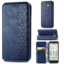 Ultra Slim Fashion Business Card Magnetic Automatic Suction Leather Flip Cover for Kyocera BASIO4 KYV47 - Dark Blue