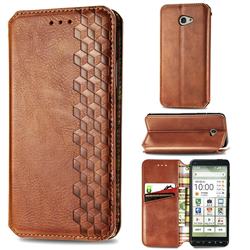 Ultra Slim Fashion Business Card Magnetic Automatic Suction Leather Flip Cover for Kyocera BASIO4 KYV47 - Brown