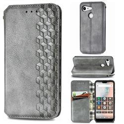 Ultra Slim Fashion Business Card Magnetic Automatic Suction Leather Flip Cover for Kyocera GRATINA KYV48 - Grey