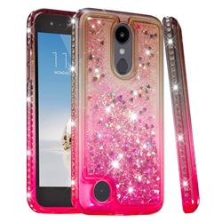 Diamond Frame Liquid Glitter Quicksand Sequins Phone Case for LG Aristo 2 - Gray Pink