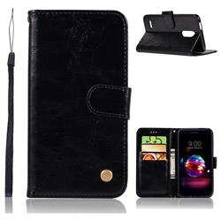 Luxury Retro Leather Wallet Case for LG Aristo 2 - Black