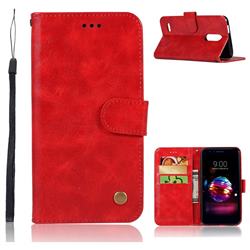 Luxury Retro Leather Wallet Case for LG Aristo 2 - Red