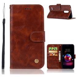 Luxury Retro Leather Wallet Case for LG Aristo 2 - Brown