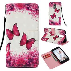 Rose Butterfly 3D Painted Leather Wallet Case for LG Aristo 2