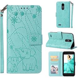 Embossing Fireworks Elephant Leather Wallet Case for LG Aristo 2 - Green