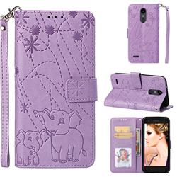 Embossing Fireworks Elephant Leather Wallet Case for LG Aristo 2 - Purple
