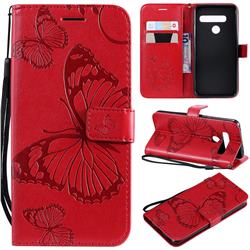 Embossing 3D Butterfly Leather Wallet Case for LG G8s ThinQ - Red