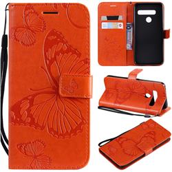 Embossing 3D Butterfly Leather Wallet Case for LG G8s ThinQ - Orange