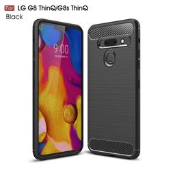 Luxury Carbon Fiber Brushed Wire Drawing Silicone TPU Back Cover for LG G8 ThinQ - Black