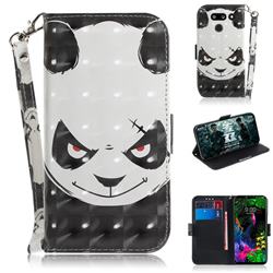 Angry Bear 3D Painted Leather Wallet Phone Case for LG G8 ThinQ (LG G8 ThinQ)