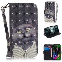 Cat Embrace 3D Painted Leather Wallet Phone Case for LG G8 ThinQ (LG G8 ThinQ)