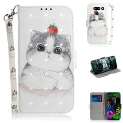 Cute Tomato Cat 3D Painted Leather Wallet Phone Case for LG G8 ThinQ (LG G8 ThinQ)