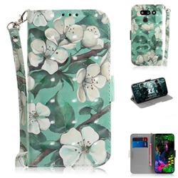 Watercolor Flower 3D Painted Leather Wallet Phone Case for LG G8 ThinQ (LG G8 ThinQ)