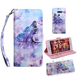Roaring Wolf 3D Painted Leather Wallet Case for LG G8 ThinQ