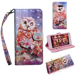 Colored Owl 3D Painted Leather Wallet Case for LG G8 ThinQ