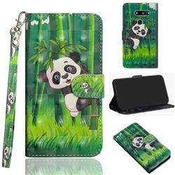 Climbing Bamboo Panda 3D Painted Leather Wallet Case for LG G8 ThinQ